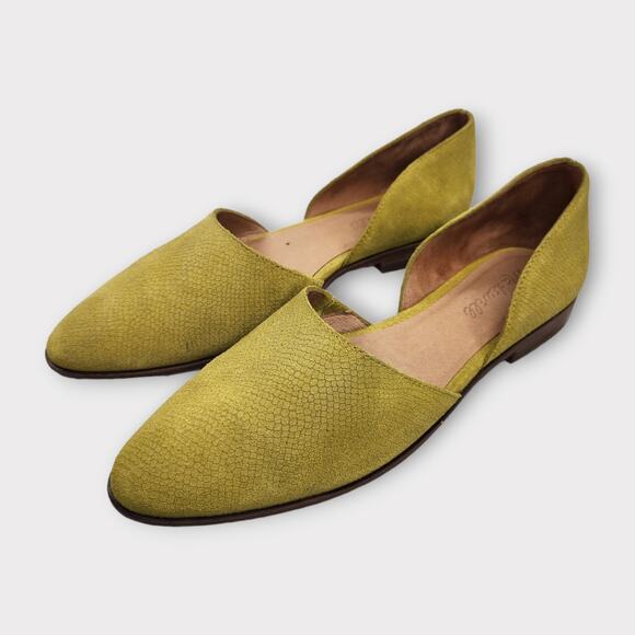 Madewell Shoes - Madewell Womens Marisa D’Orsay Lizard Embossed Green Suede Flats Size 8